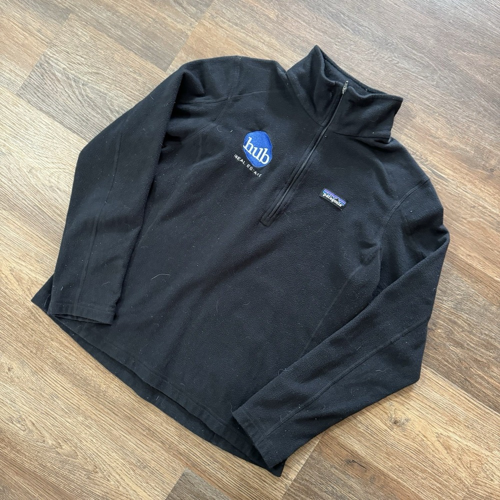 Patagonia Women's Micro D 1/4 Zip Fleece Black Sz L Company Logo Gorpcore